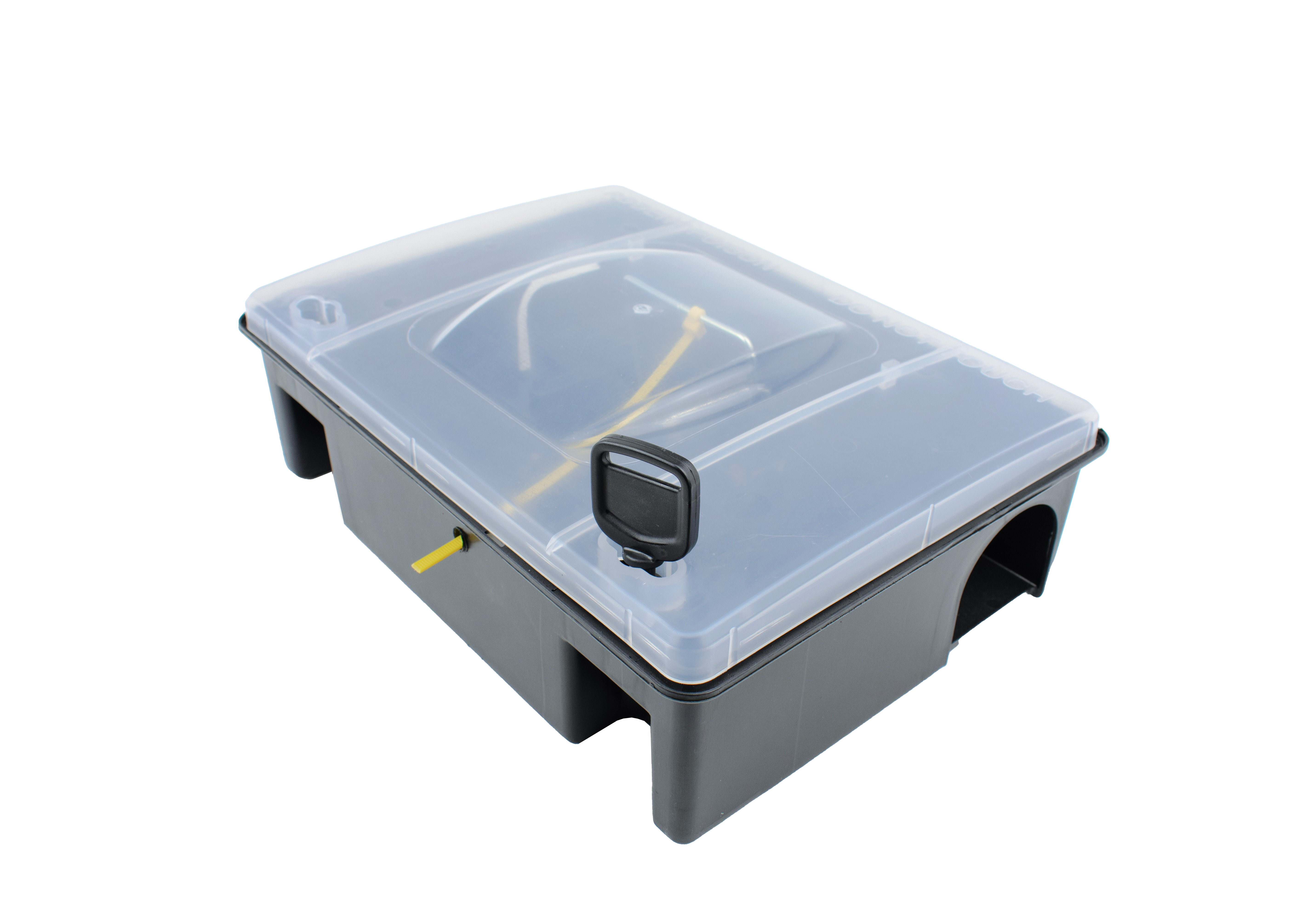 Depot til EUR palle mod Rotter, sort med transparent låg m. fælde og strip Depot til EUR palle mod Rotter, sort med transparent låg m. fælde og strip