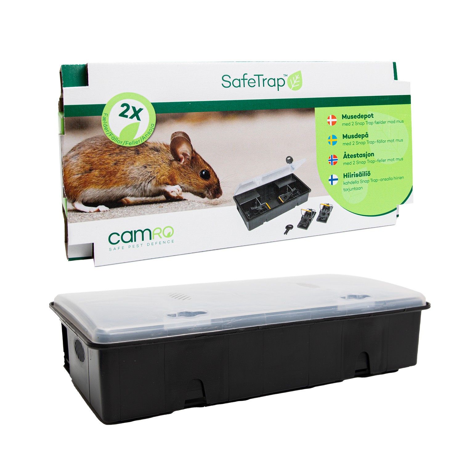 SafeTrap Musedepot med 2 Snap-trap fælder Mod Mus SafeTrap Musedepot med 2 Snap-trap fælder Mod Mus