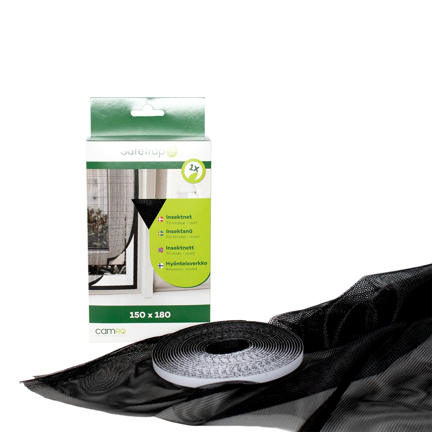 SafeTrap Insektnet til vindue, 180x150, sort SafeTrap Insektnet til vindue, 180x150, sort