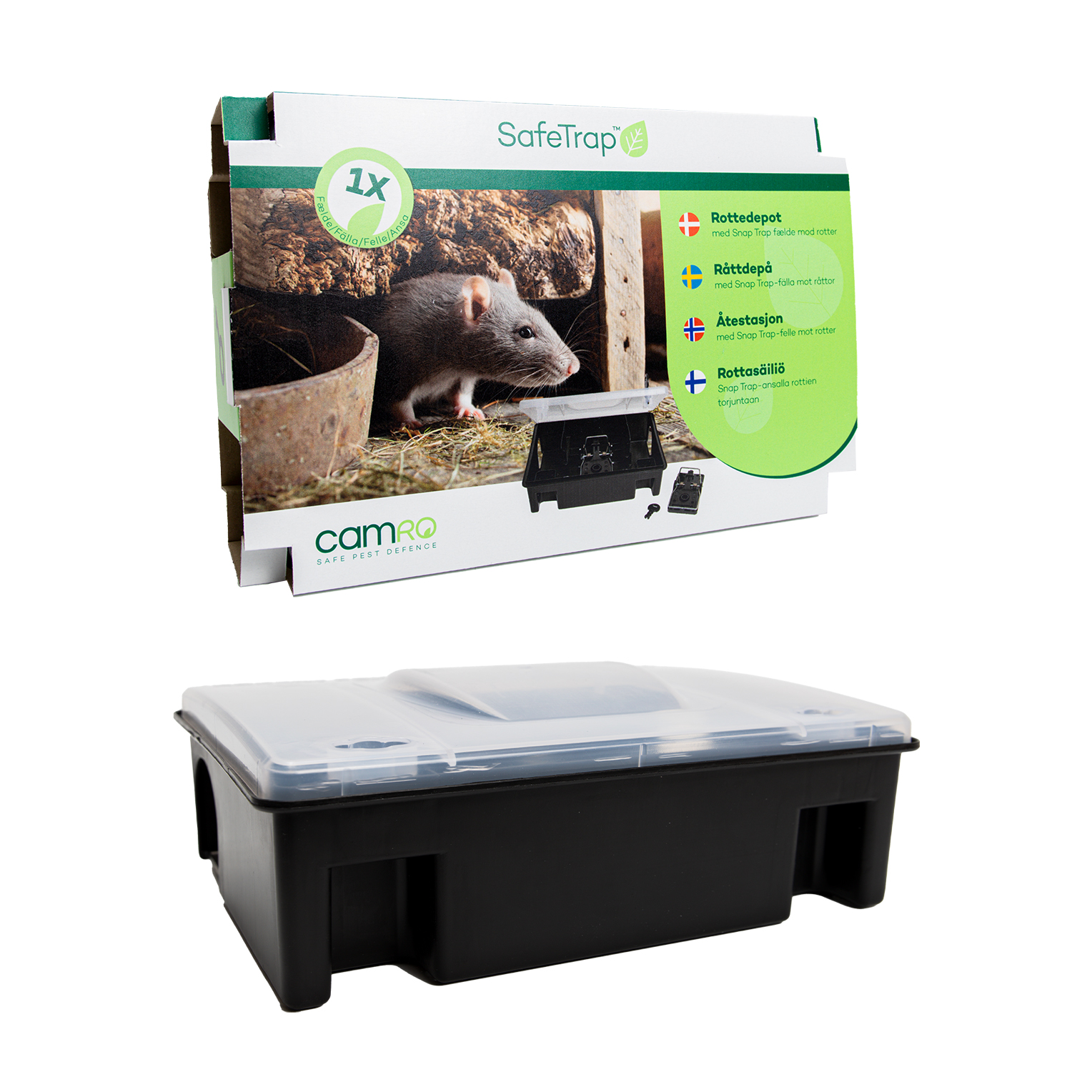 SafeTrap Rottedepot med Snap-trap fælde Mod Rotter SafeTrap Rottedepot med Snap-trap fælde Mod Rotter