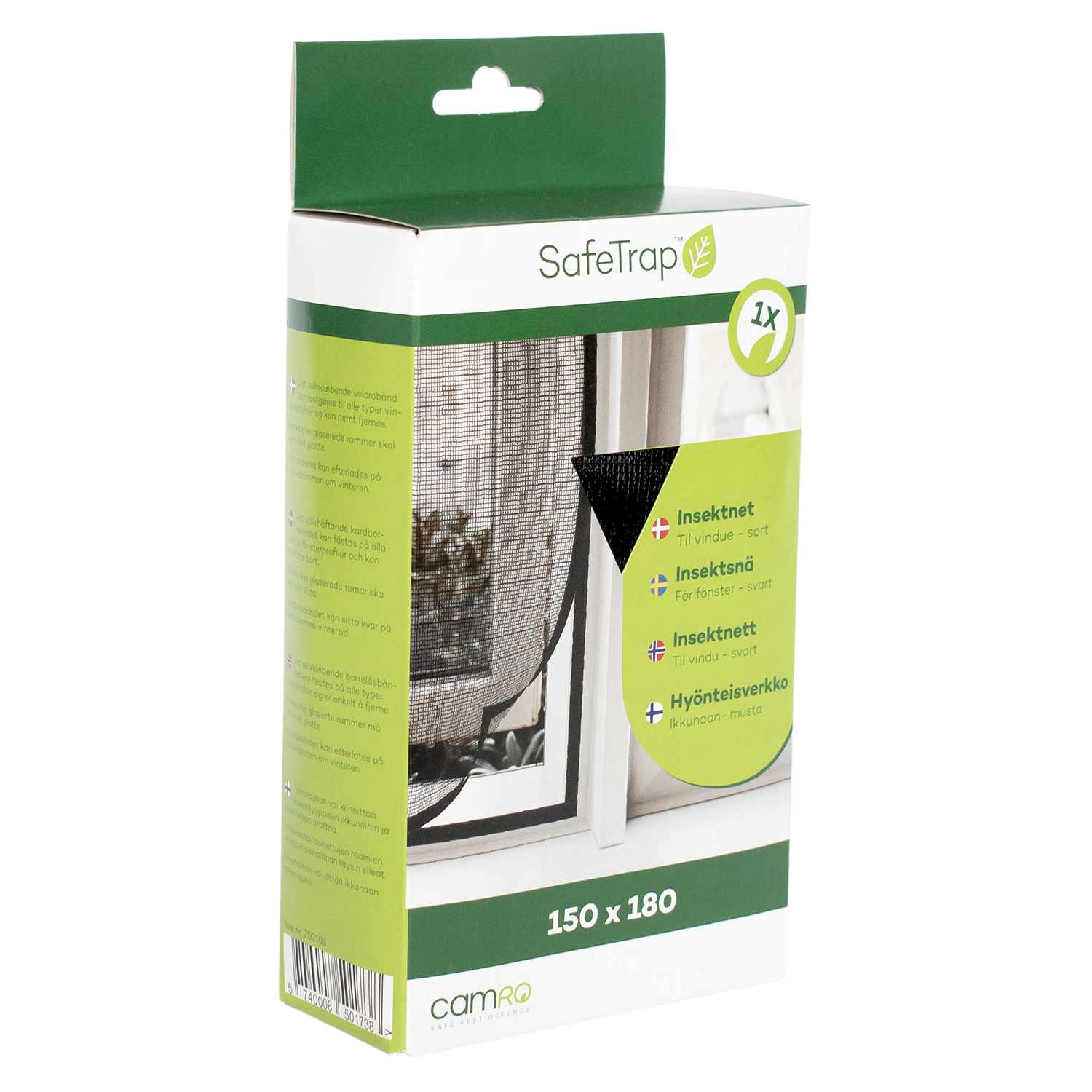 SafeTrap Insektnet til vindue, 180x150, sort SafeTrap Insektnet til vindue, 180x150, sort